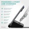 iHome USB Charging Station, 4-Port Fast Charger, Built-In Power Cord, Smart Charging, Compact Design - 2 of 4