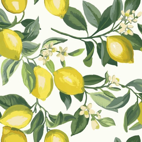 Roommates Lemon Zest Peel And Stick Wallpaper Yellow/white : Target