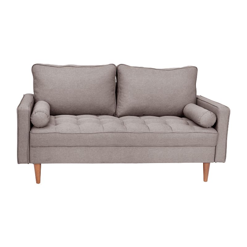 Flash Furniture Hudson Mid-Century Modern Loveseat Sofa with Tufted Upholstery & Solid Wood Legs, 1 of 13