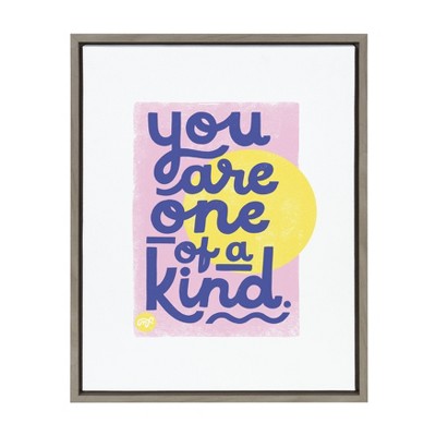 18" x 24" Sylvie You Are One of a Kind Framed Canvas Wall Art by Maria Filar Gray - Kate and Laurel