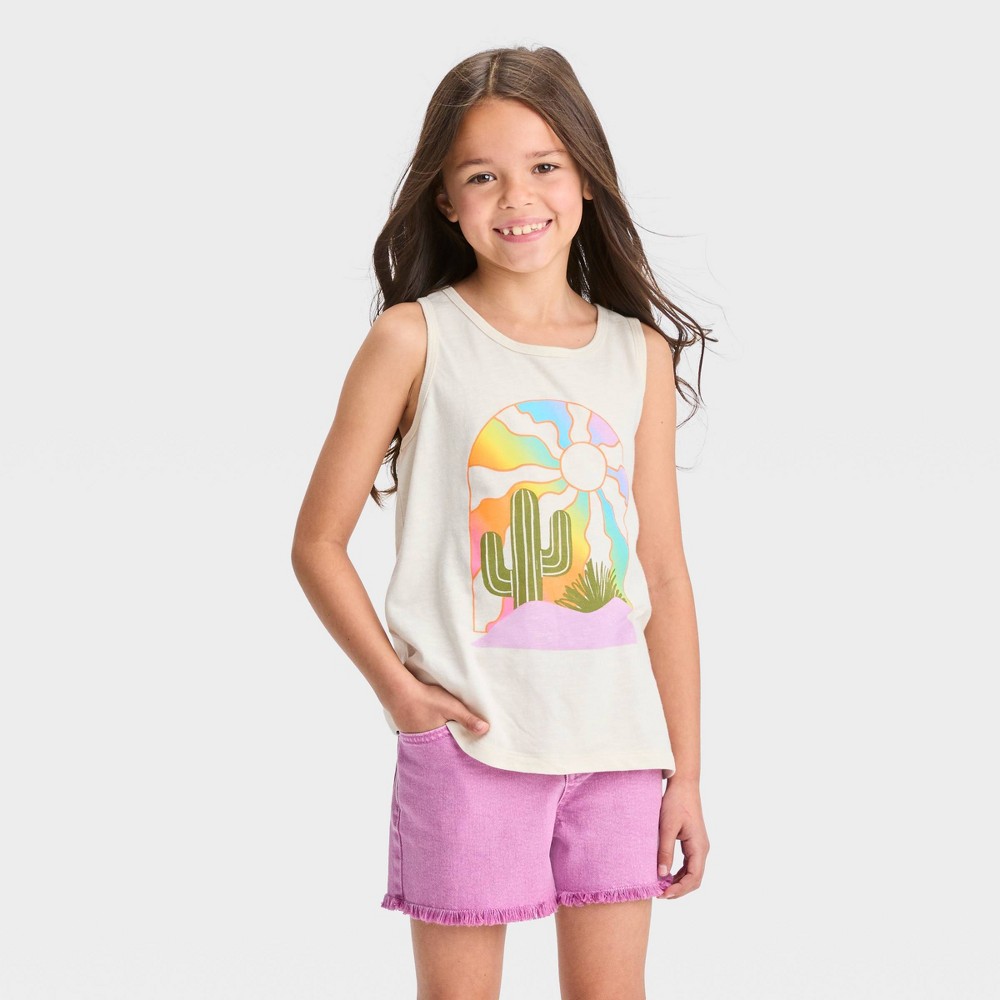 Girls' Graphic Tank Top - Cat & Jack™ White XL Plus