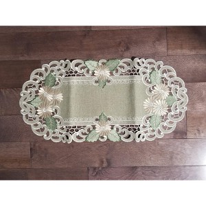 Jiallo Fleur Latte Embroidered Cutwork Rectangular Table Runner, 13 by 26 inch Table Linen Decor, Water Resistance, Machine Wash safe - 1 of 3