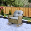 Northlight 34" Gray Resin Wicker Deep Seated Rocker Chair with Gray Cushions - 2 of 4