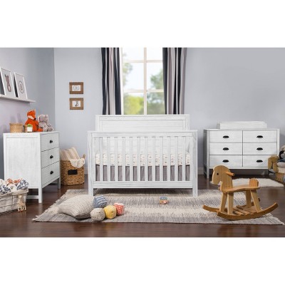 Cottage White Farmhouse Double Dresser with 6 Drawers