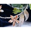 Anna-Kaci Women's Gold Tone Necklace and Earring Set with Peach Crystal Teardrop Accents, Adjustable Chain, Elegant and Sparkling Design - Peacock - 4 of 4