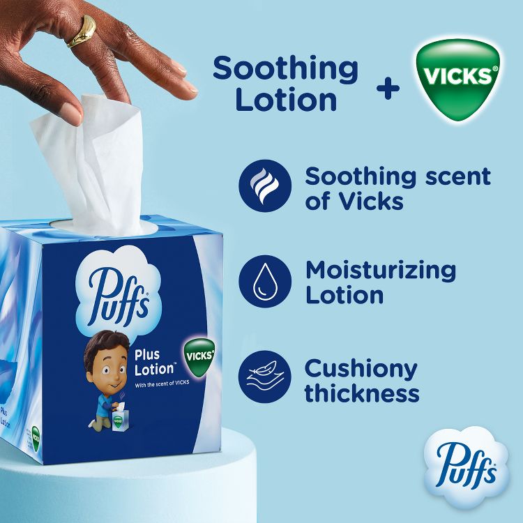 Puffs Plus Lotion with Scent of VICKS Facial Tissue, 2 of 15