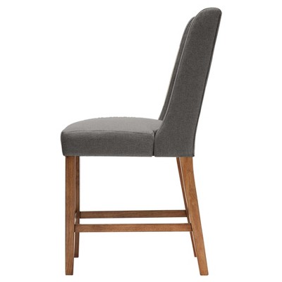 Brody Wingback Counter Stool in Light Gray with Espresso Wood Finish