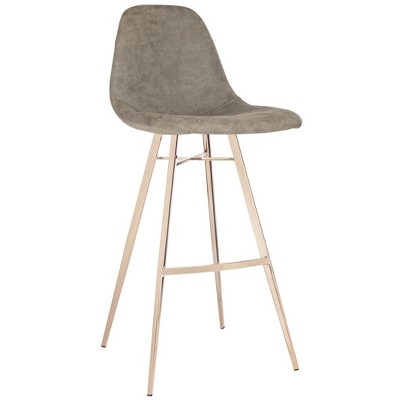 Taupe Faux Leather and Metal Bar Stool