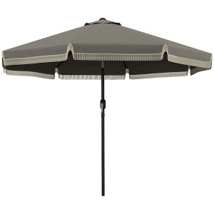 CAVINAS 9 FT Parasol Umbrella, Decorative Frilly Edge Sunbrella Umbrella, Patio Table Umbrella with Crank (Base Sold Separately) for Patio, Dark Gray - 1 of 4