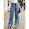 Imily Bela Womens Boyfriend Cuffed Wide Leg Mid Rise Casual Denim Pants with Pockets - 2 of 4