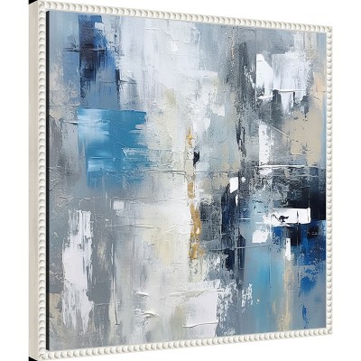 Blue and White Abstract Canvas Print with Textured Frame, 22 x 22 inches