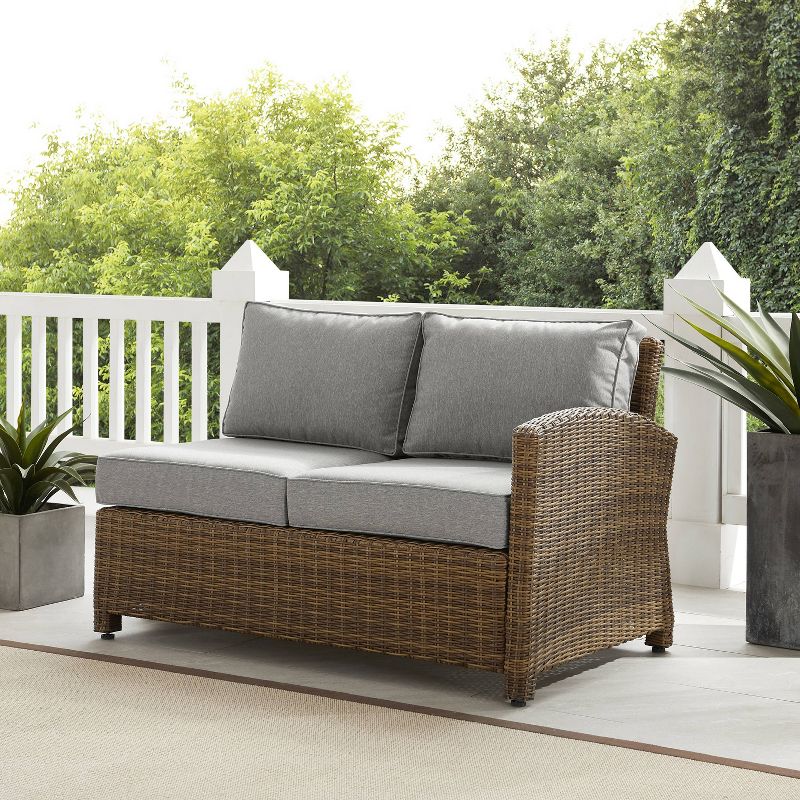 Bradenton Outdoor Wicker Sectional Right Side Loveseat - Gray/Weathered Brown - Crosley, 3 of 16