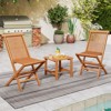 Tangkula Teak Wood Patio Chairs Set of 2 Outdoor Folding Chairs w/ High Back for Dining - 3 of 4