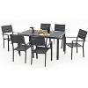 COWLOWN Black 7 Piece Patio Dining Set, Rectangular Aluminum Table and Stackable Chairs for 6, Perfect for Garden and Backyard - 4 of 4