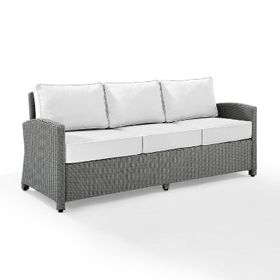 Bradenton Outdoor Wicker Sofa Gray/White - Crosley