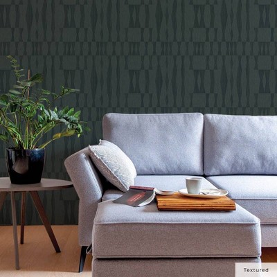 Blue Embossed Grasscloth Geo Peel and Stick Wallpaper