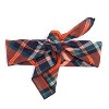 The Worthy Dog Orange and Navy Plaid Flannel Square Tie-On Bandana - 2 of 3