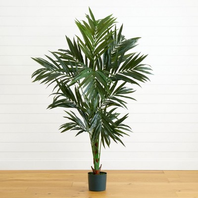 6-Foot Green Silk Palm Tree in Black Plastic Pot