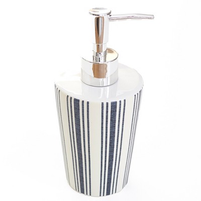 Lakeside Farmhouse Striped Ceramic Hand Soap or Lotion Mechanical Pump Dispenser