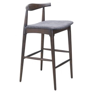 Barstool – 39" H, Gray & Espresso – Rubberwood Frame (Set of 2) – Zuo Modern - 1 of 4