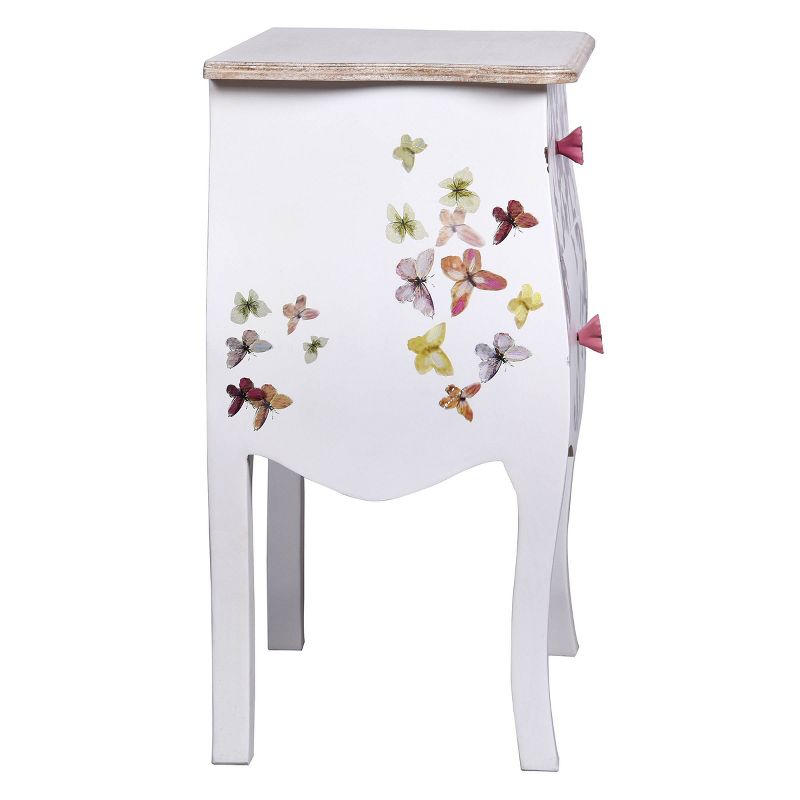 2 Drawer Butterfly Print Accent Cabinet White - Stylecraft, 3 of 10