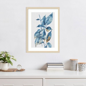 Amanti Art Blue Golden Leaves II by Andrea Haase Wood Framed Wall Art Print - 1 of 4