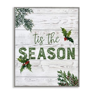 Stupell Industries Tis The Season Berry Botanicals Framed Giclee Art - 1 of 4