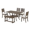 CAVINAS Dining Table Set for 6 Kitchen Table Wood Dining Table Set with Curved Legs with Bench and 4 Removable Cushions for Dining Room - 2 of 4