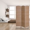 HOMCOM 6' Tall Wicker Weave 3 Panel Room Divider Privacy Screen - 2 of 4