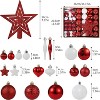 Coucheta 72Pcs Christmas Balls Ornaments,Xmas Hanging Balls Christmas Tree Decorations for Party Home Holiday Decoration, Multi-Styles & Size - 3 of 4