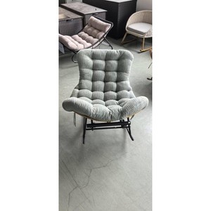 COZONY Outdoor Indoor Papasan Rocking Chair - Oversized Comfy Egg Rattan Chair with Strip Velvet Cushion for Porch Lawn Bedroom Living Room - 1 of 2