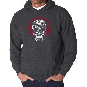 LA Pop Art Men's Word Art Hooded Sweatshirt - Music Notes Skull - 1 of 4