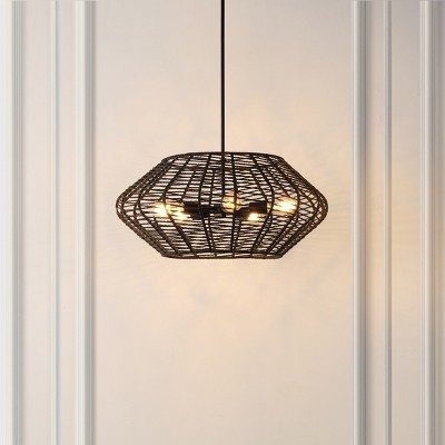 Briza Black Woven Paper and Iron 5-Light Pendant