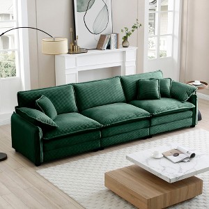 3-Seater Corduroy Mid-Century Modern Armrest Sofa with High-Resilient Cushions and Throw Pillows for Living Room - 1 of 4