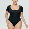 Women's One-Piece Bodysuit Slim-Fit Solid Color Stretchy Chic Jumpsuit - 3 of 4
