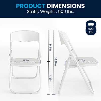 Hercules Heavy Duty White Plastic Folding Chair 2-Pack