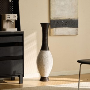 VYNXARIA 39-Inch Tall Standing Designer Floor Vase£¬Elegant Two£¬White and Black - 1 of 4