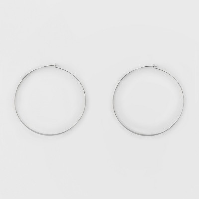 Large Thin Wire Hoop Earrings - A New Day™ Silver