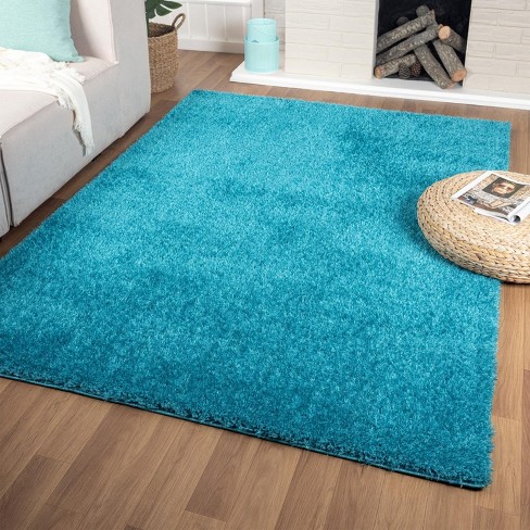 Luxe Weavers Plush Collection Turquoise 5x7 Modern Shag Solid Area