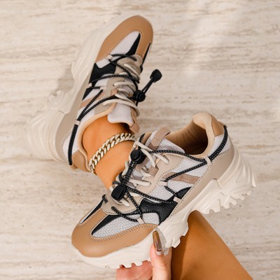 Женские кроссовки BERNESS Women's Branch Chunky Mesh Lace-Up Sneakers Brown 8 — фото 3