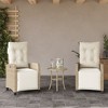 vidaXL Reclining Patio Chairs 2 pcs with Footrest - Beige PE Rattan, Adjustable, Cushioned Outdoor Garden Loungers - 2 of 4