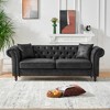 3+3 Seater Sofa Set Chesterfield Tech Fabric Sofa, High-tech Fabric Roll Armrest Sofa, Upholstered Mid Century Modern Couch - 3 of 4