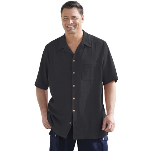Kingsize Men's Big & Tall Gauze Camp Shirt - Tall - 5xl, Black : Target