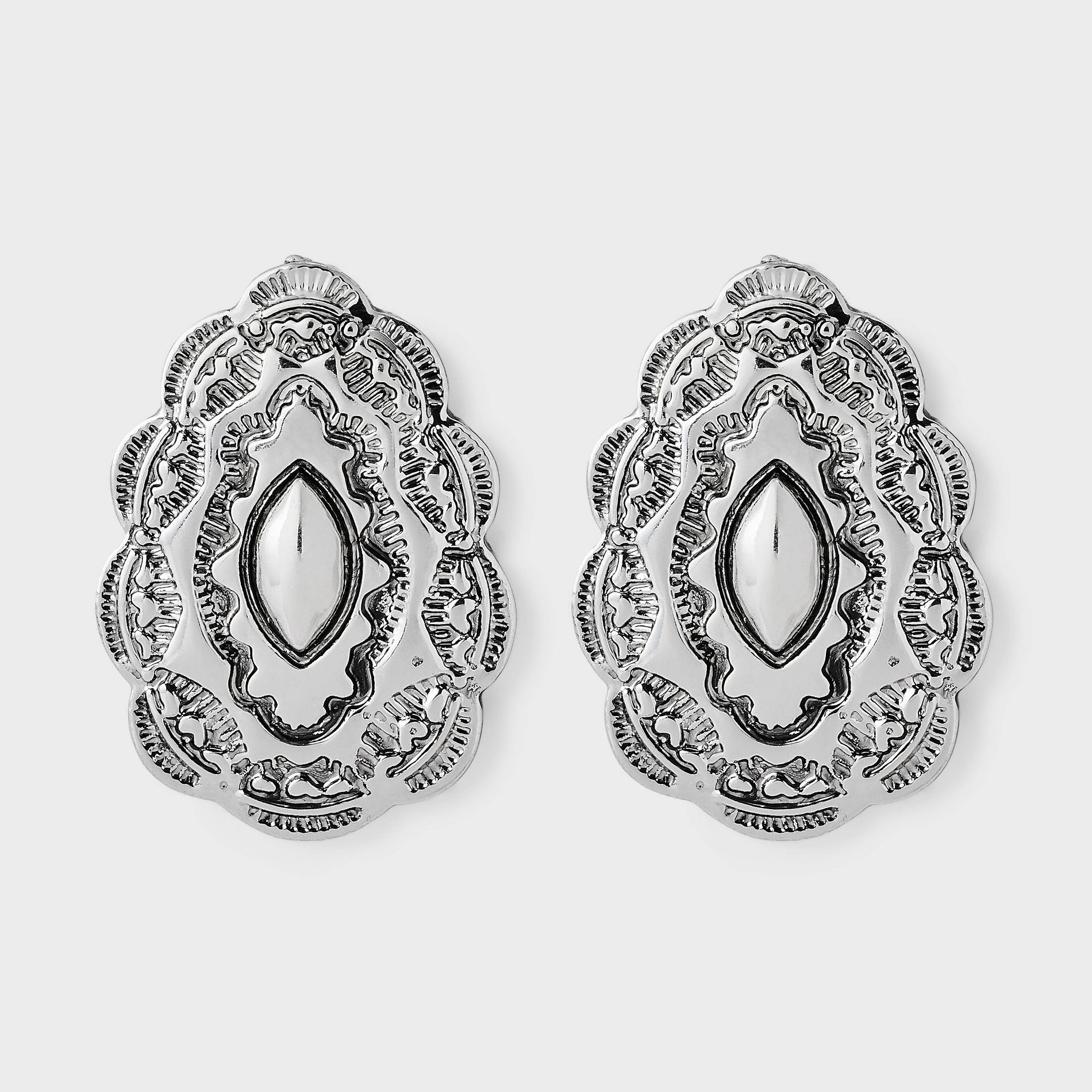 Western Sculpted Button Earring - Universal Thread™ Silver