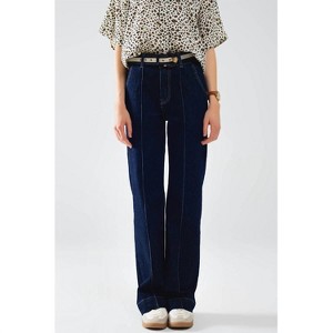 Women's Straight Leg Jeans with Stitching - Q2 - 1 of 4