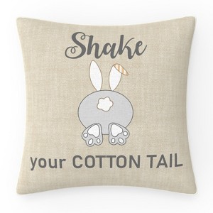 18"x18" Outdoor/Indoor Cotton Tail Square Throw Pillow Off-White - Pillow Perfect: Reversible, Velvet, Bunny Design - 1 of 4