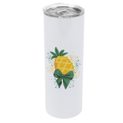 Elanze Designs 20 Ounce Stainless Steel On the Go Travel Tumbler With Push Top Lid, Pineapple