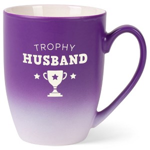 Elanze Designs Trophy Husband Two Toned Ombre Matte Purple and White 12 ounce Ceramic Stoneware Coffee Cup Mug - 1 of 4