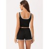 cheibear Women's Summer Ribbed Crop Sleeveless Tank Top and Shorts Lounge Pajamas Sets - 3 of 4