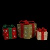 Northlight Set of 3 Lighted Gold, Cream and Green Gift Boxes Outdoor Christmas Decorations 10" - 2 of 2